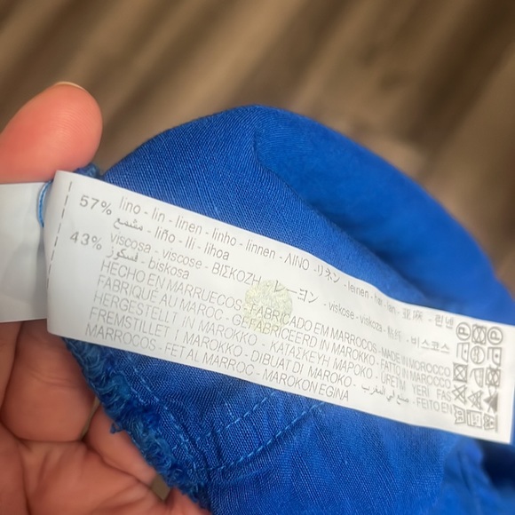 Zara blue linen blend romper short jumpsuit size XL - Picture 4 of 6